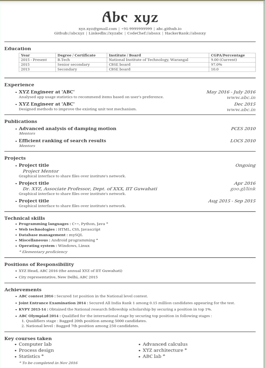 How to build a resume for freshers - Resume 1