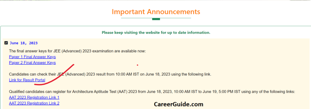 Jee Advanced Result Mainpage 1